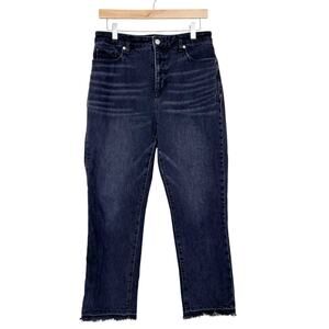 Loft Black The Curvy Straight Crop Raw Hem Jeans Sz 28